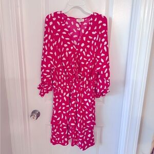 Pink and White Patterned Women's Dress